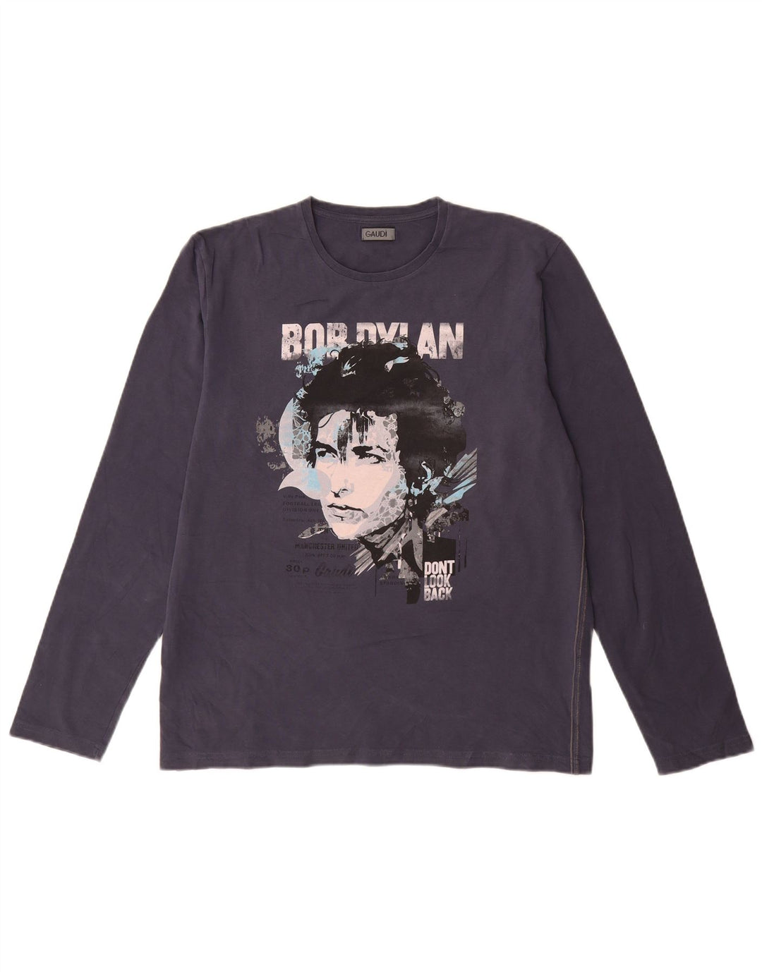 Top gráfico masculino Gaudi manga comprida 2XL algodão azul marinho