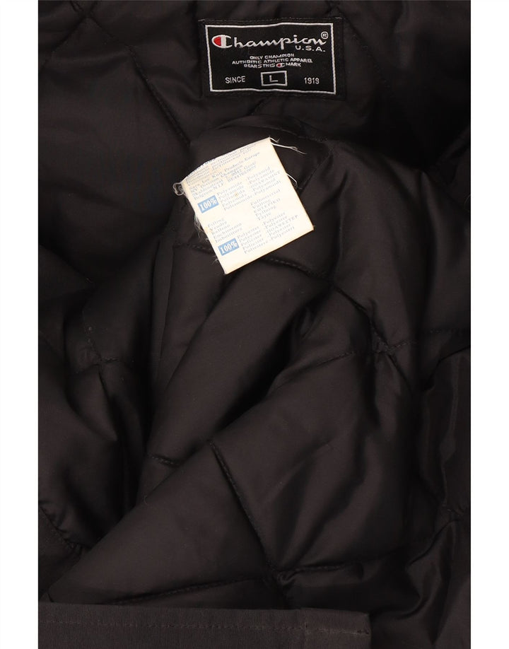 Casaco masculino acolchoado com capuz Champion UK 40 grande poliamida preta