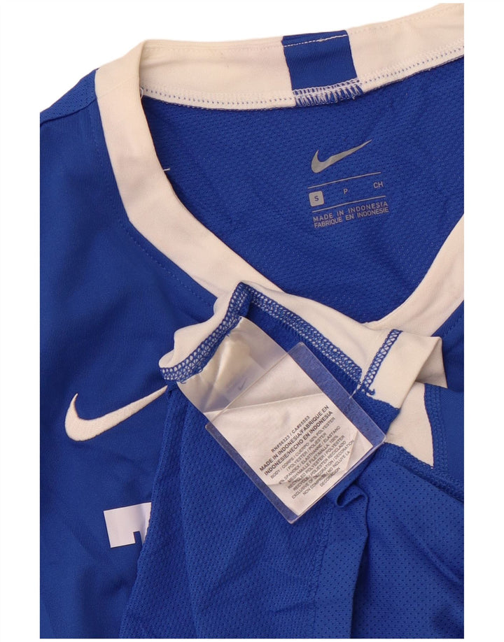 Camiseta feminina NIKE com estampa gráfica UK 10 pequena azul colorblock poliéster