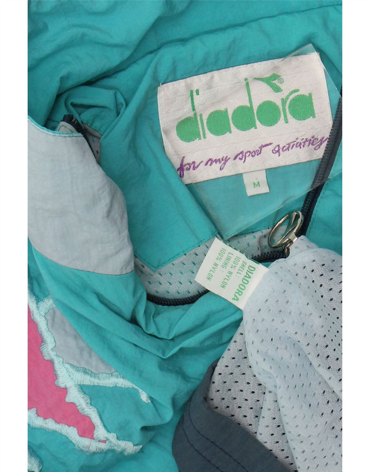 DIADORA Mens Loose Fit Treino Top Jaqueta Azul Médio Colourblock Nylon