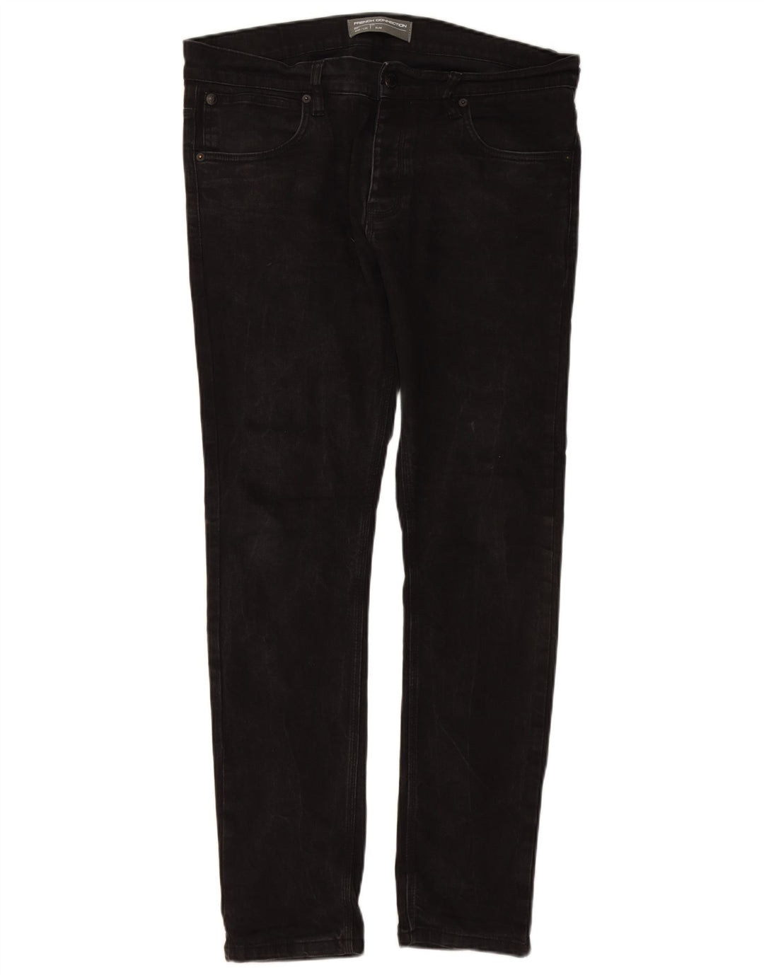 FRENCH CONNECTION Mens Jeans Slim W36 L32 Algodão Preto