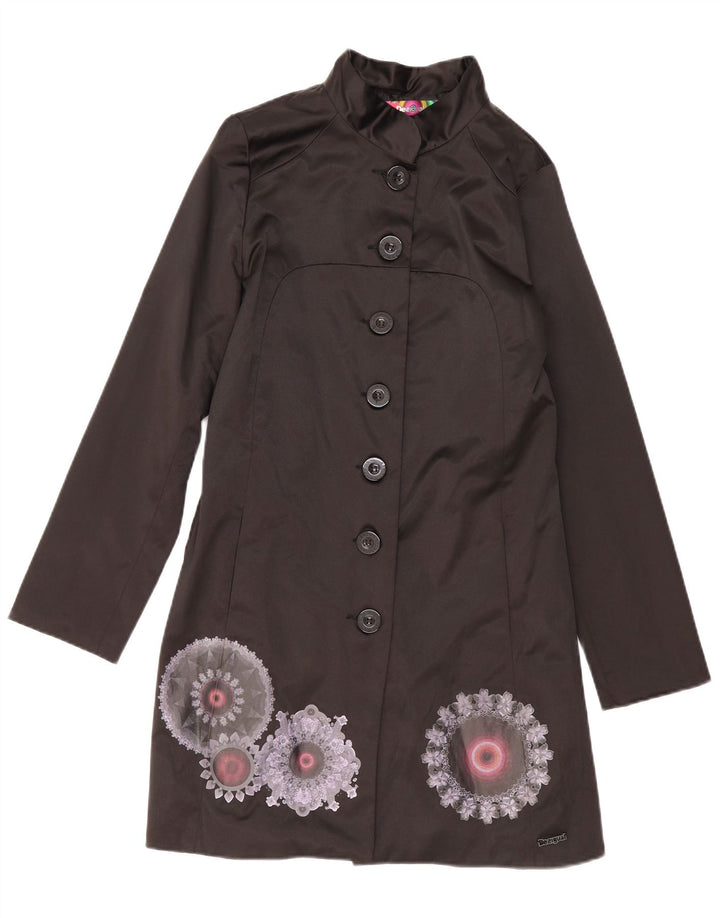 Sobretudo gráfico feminino Desigual EU 42 grande algodão floral preto