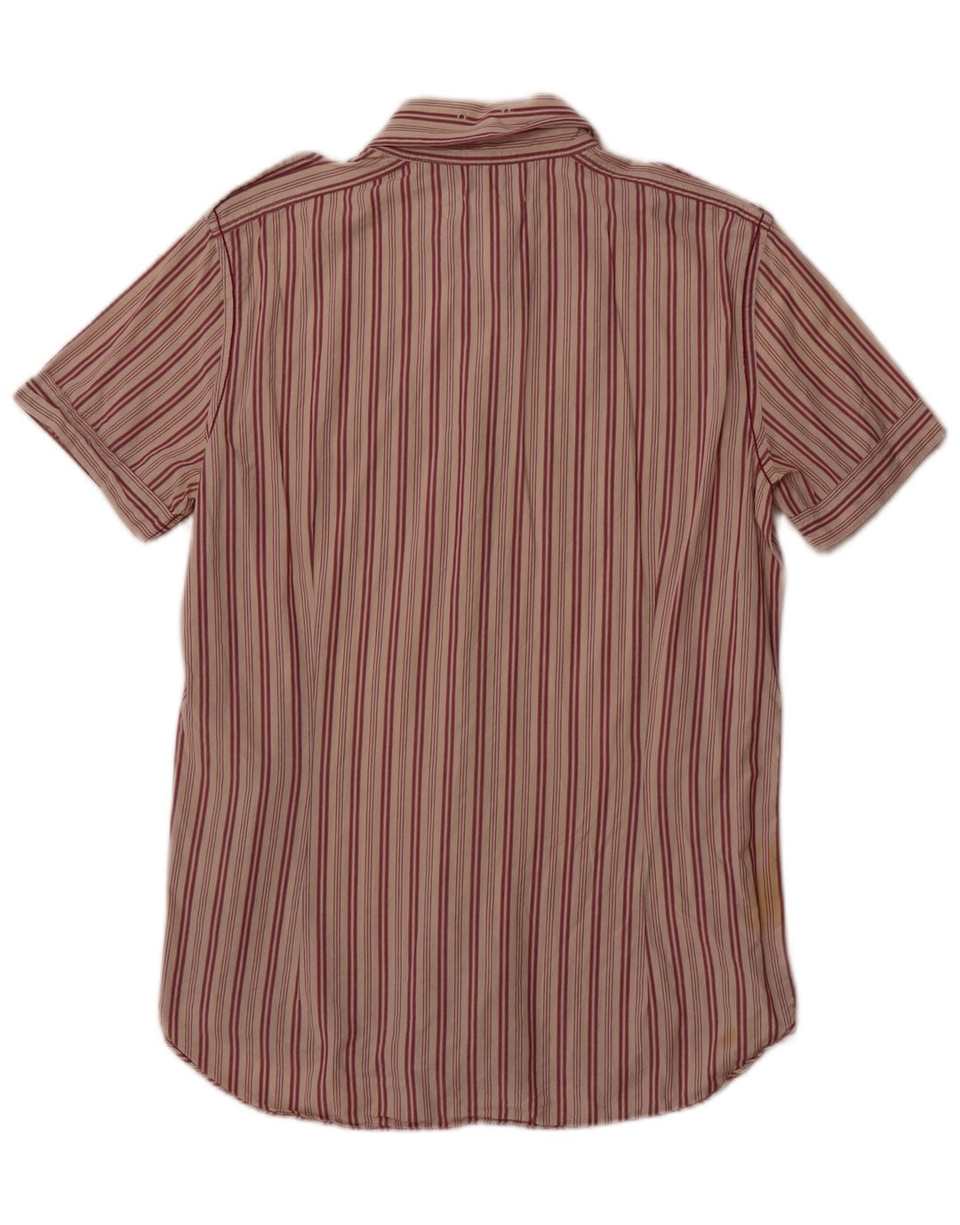 Diesel Camisa masculina de manga curta de algodão listrado vermelho médio