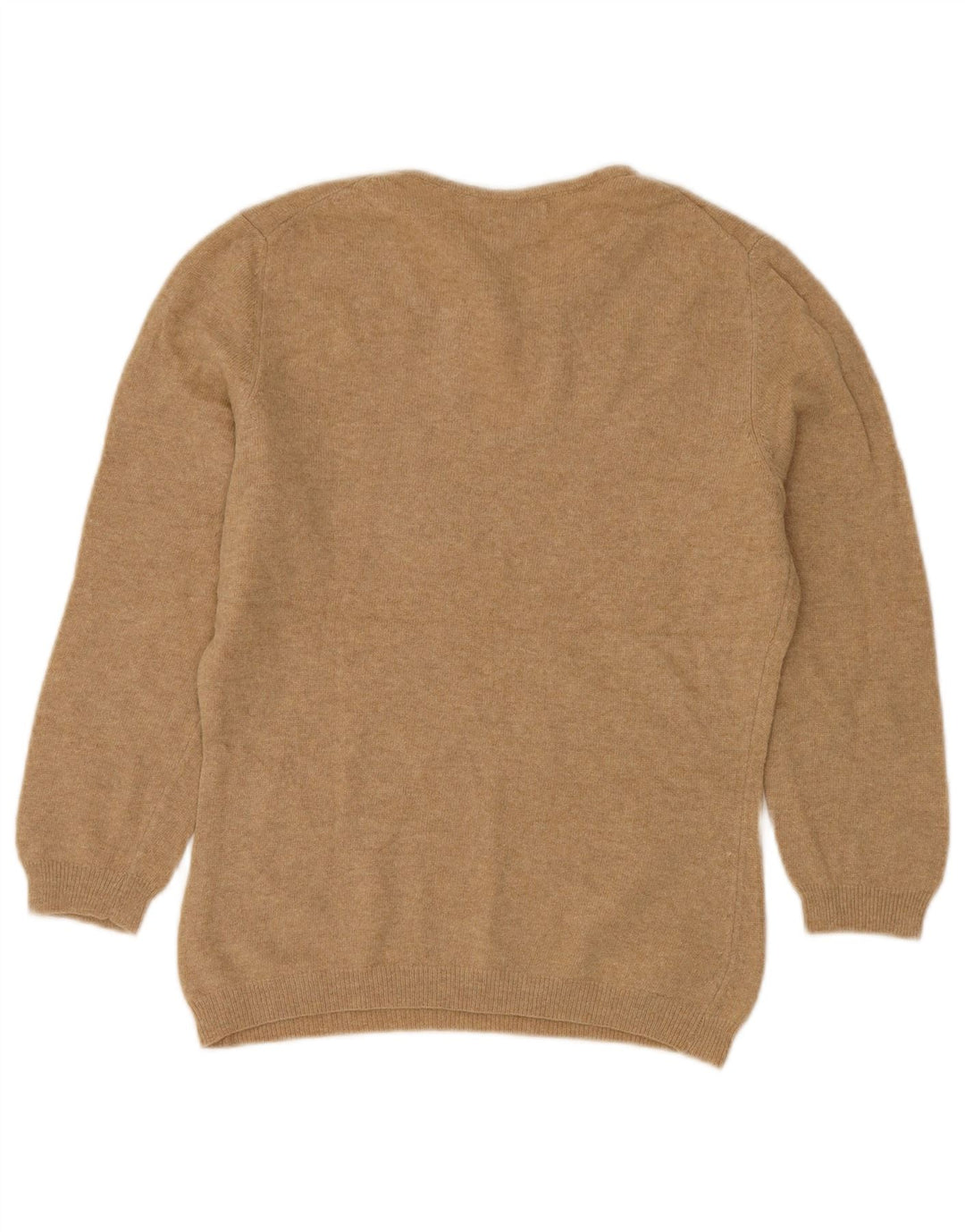 Suéter feminino BENETTON com gola canoa Reino Unido 12 médio bege lã nova