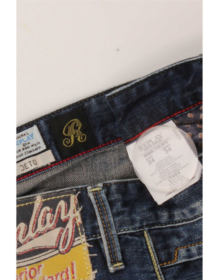 Replay Masculino Jeto Slim Jeans W34 L34 Azul Algodão