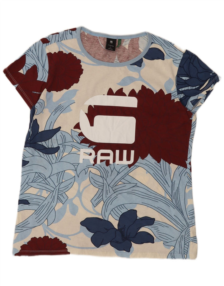 Camiseta feminina gráfica G-Star UK 16 grande algodão floral multicolorido