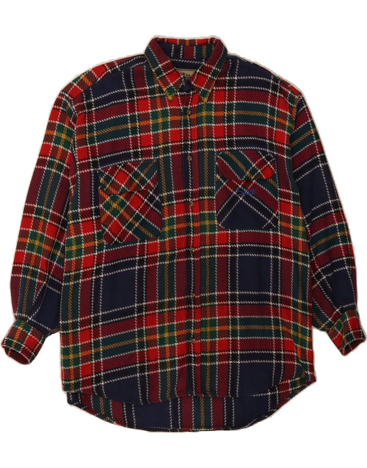 SILVY Mens Flannel Shirt IT 50 Medium Multicoloured Check Cotton Vintage Silvy and Second-Hand Silvy from Messina Hembry 