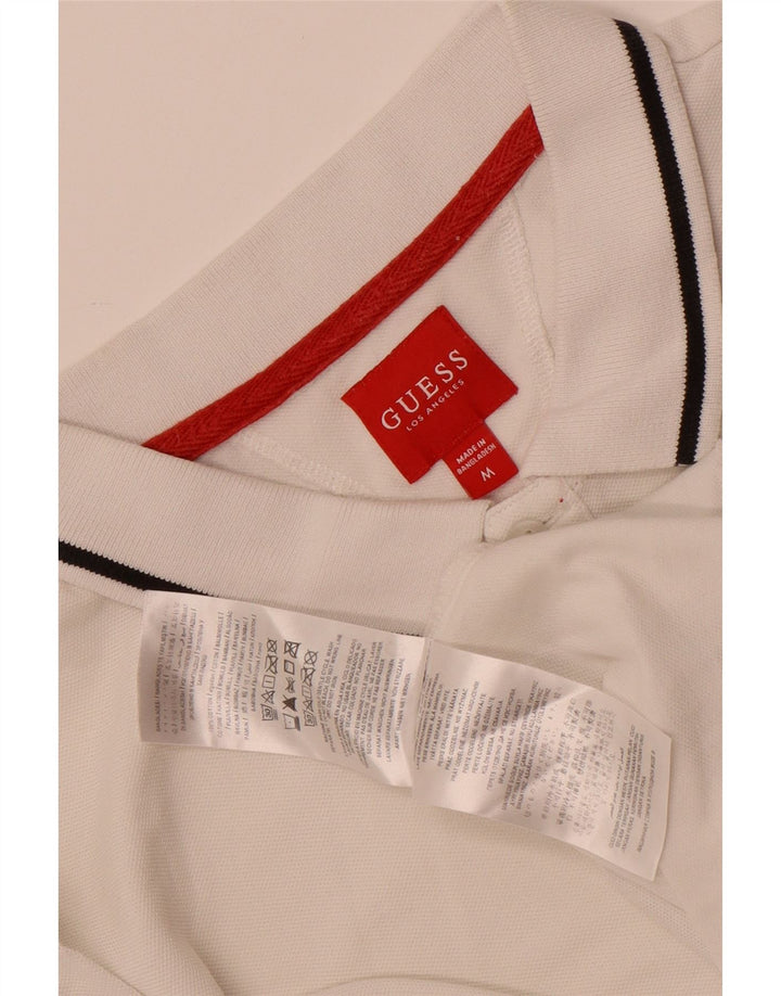 Camisa polo masculina Guess de algodão branco médio