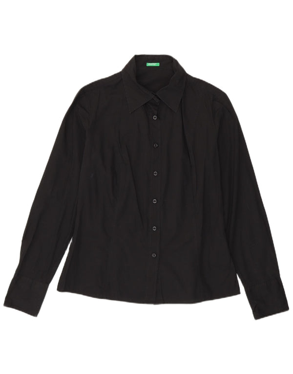 Camisa feminina Benetton UK 16 grande algodão preto