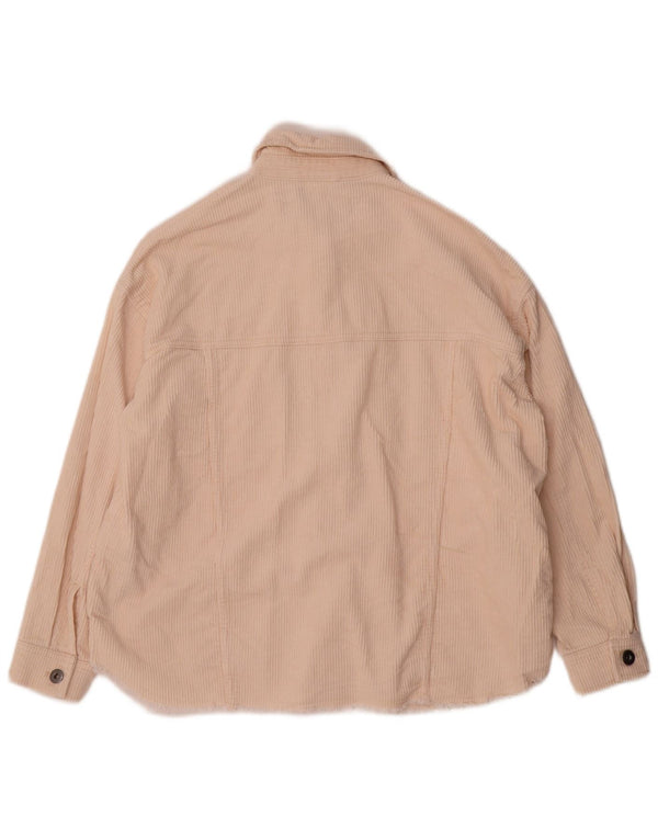 Camisa feminina de veludo cotelê Zara UK 6 XS algodão bege