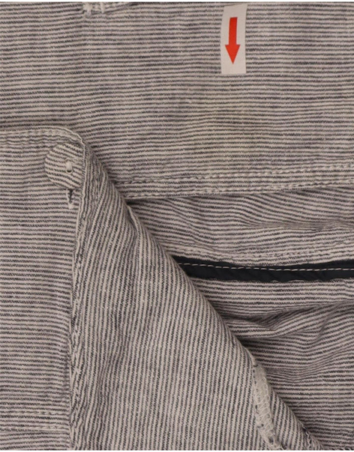 Jaqueta blazer feminina de 2 botões da M&Co Reino Unido 16 grande linho azul listrado