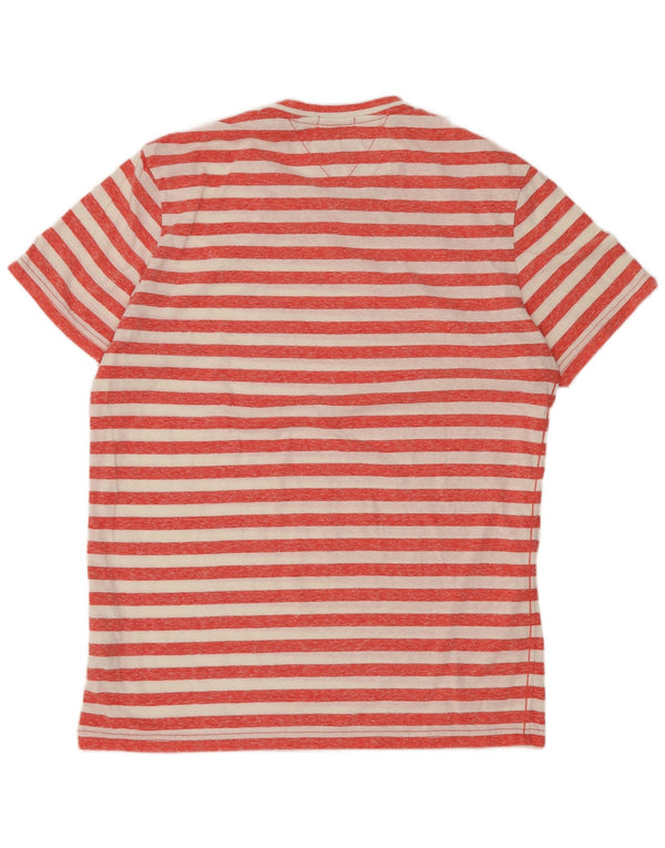 Camiseta masculina Tommy Jeans Slim Fit grande poliéster listrado vermelho
