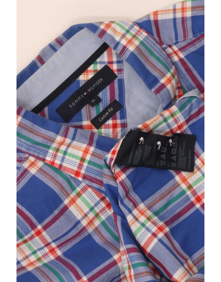 Camisa masculina Tommy Hilfiger Custom Fit XL azul xadrez algodão