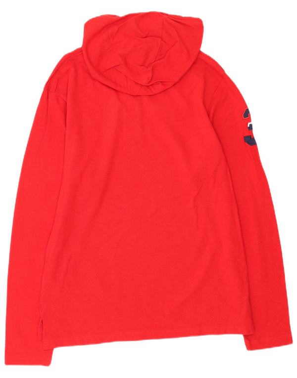 US Polo Assn. Top gráfico masculino com capuz e ajuste personalizado manga comprida grande vermelho