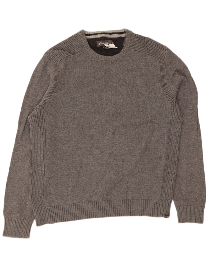 Suéter masculino Eddie Bauer com gola redonda, grande algodão cinza