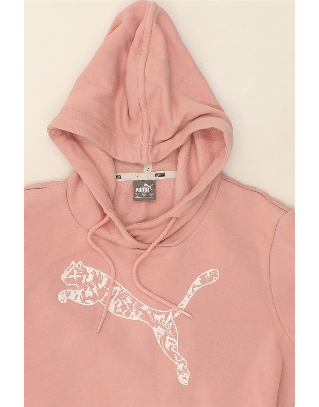 PUMA Womens Graphic Hoodie Jumper UK 14 Medium Pink Cotton Vintage Puma and Second-Hand Puma from Messina Hembry 