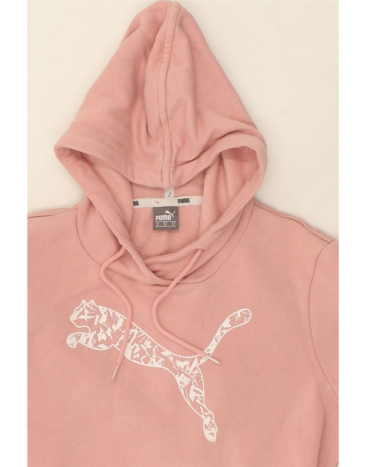 PUMA Womens Graphic Hoodie Jumper UK 14 Medium Pink Cotton Vintage Puma and Second-Hand Puma from Messina Hembry 