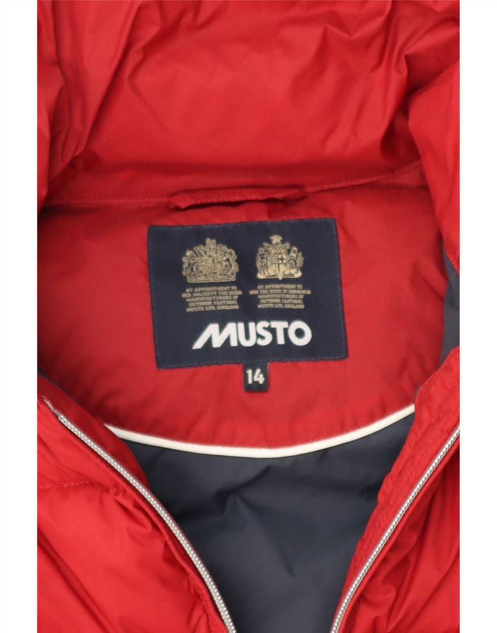Colete acolchoado feminino Musto UK 14 grande poliamida vermelha