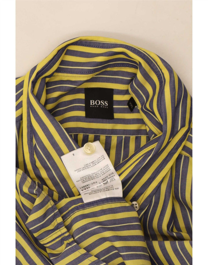 Camisa masculina Hugo Boss 2XL algodão listrado amarelo
