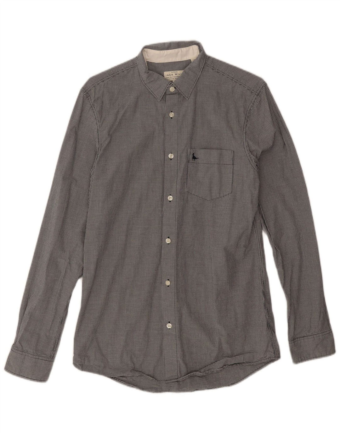 Camisa masculina clássica de ajuste Jack Wills, pequena, preta, algodão guingão