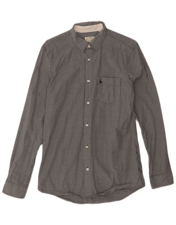 Camisa masculina clássica de ajuste Jack Wills, pequena, preta, algodão guingão