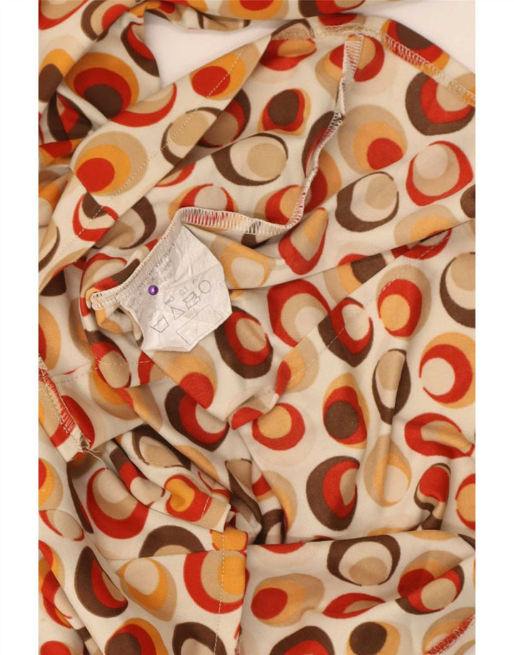 Blusa feminina vintage UK 10 pequena poliamida geométrica multicolorida