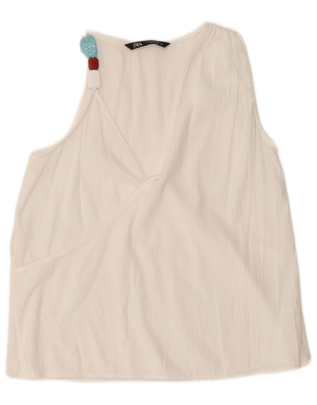 Blusa feminina sem mangas Zara Top UK 10 pequena viscose branca