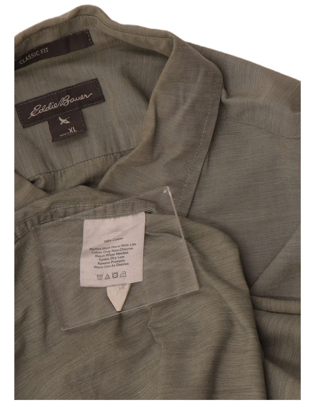 Eddie Bauer Camisa masculina clássica de ajuste XL algodão verde