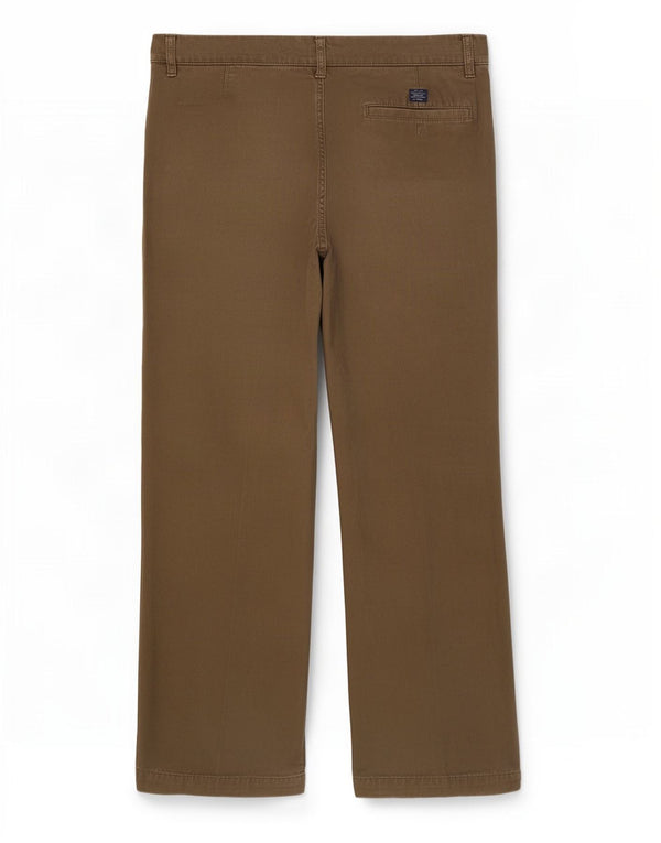 Calça chino reta masculina Marks & Spencer W36 L31 algodão cáqui