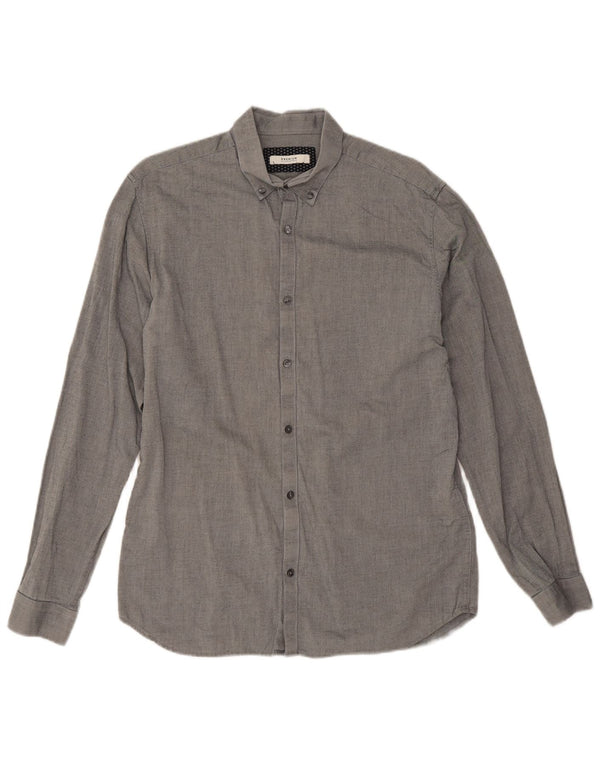 Camisa masculina premium Jack & Jones tamanho 42 algodão listrado cinza grande