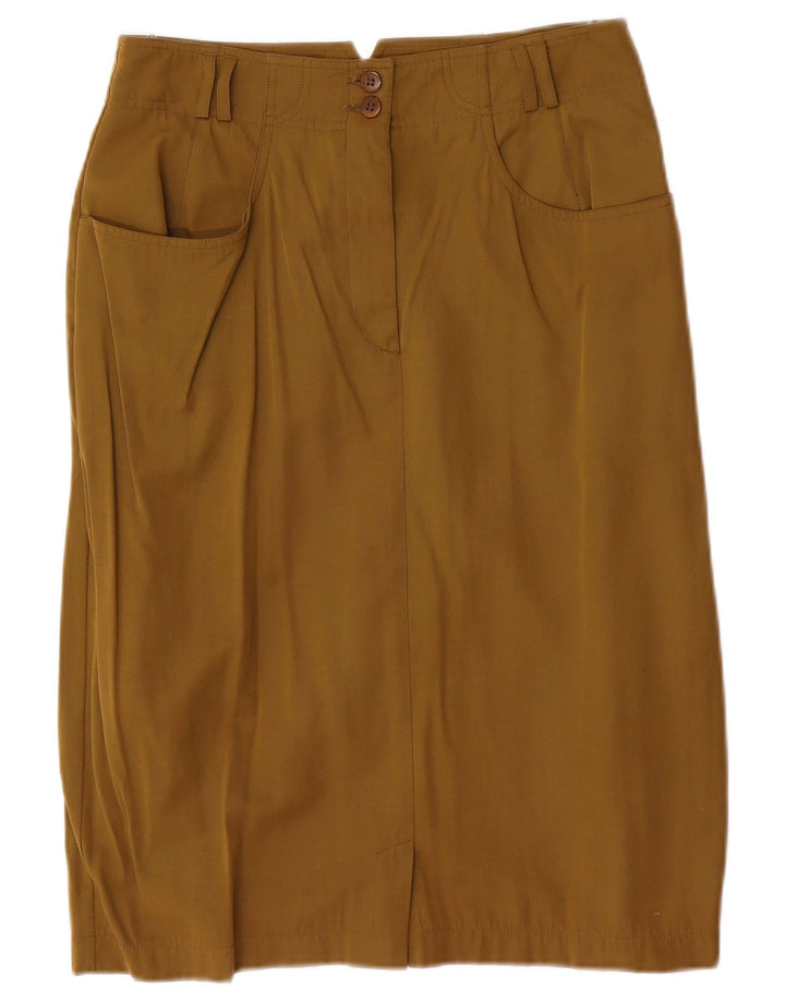 Saia lápis feminina vintage EU 38 médio W28 cáqui poliéster