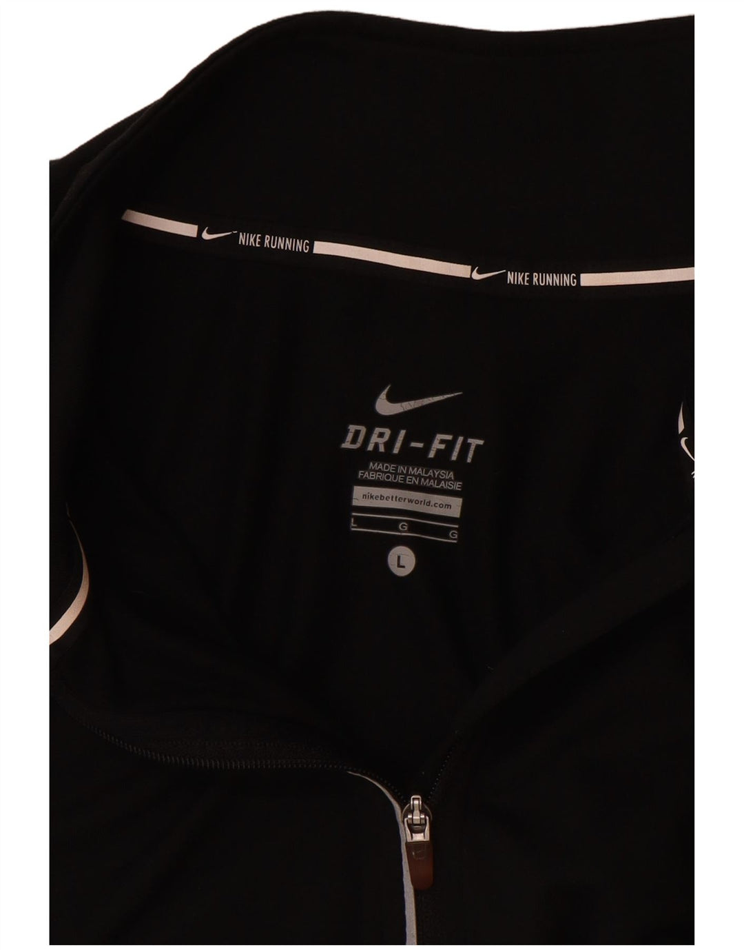 Pulôver feminino Nike Dri Fit com gola e zíper, top de treino UK 16 grande preto