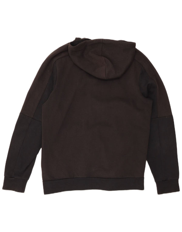 ADIDAS Mens Zip Hoodie Suéter Grande Algodão Preto