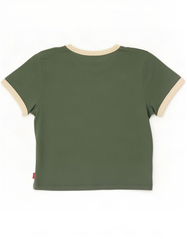 Camiseta feminina Levi's Crop Graphic UK 12 algodão verde médio