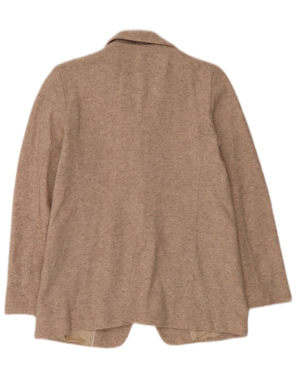 Jaqueta blazer feminina Massimo Dutti tricotada com 1 botão UE 38 pequena bege manchada