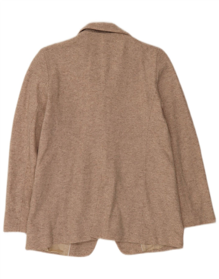 Jaqueta blazer feminina Massimo Dutti tricotada com 1 botão UE 38 pequena bege manchada