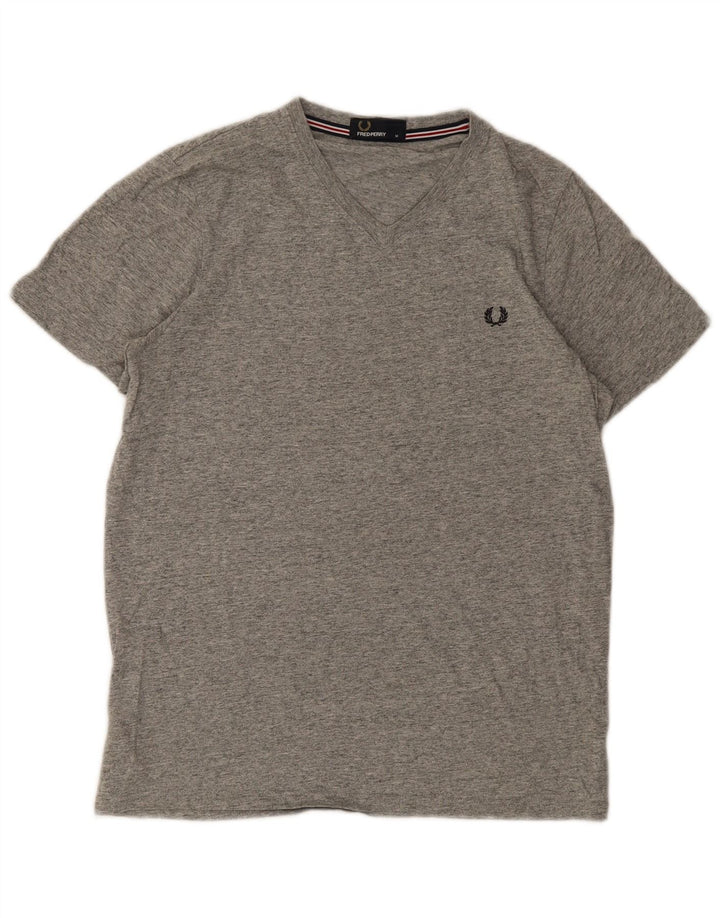 Camiseta masculina FRED PERRY algodão manchado cinza médio