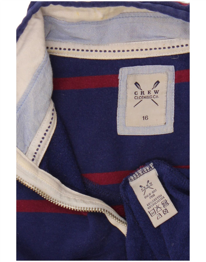 CREW CLOTHING Suéter feminino com capuz Reino Unido 16 grande listrado azul marinho