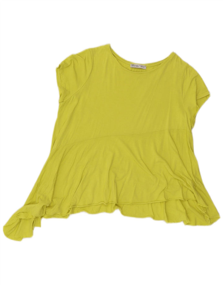 Blusa assimétrica feminina Zara Top UK 10 pequeno verde