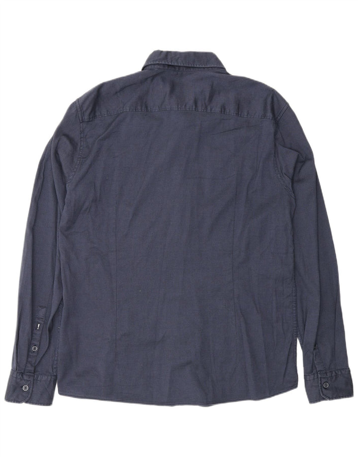 Camisa masculina Joop grande algodão azul marinho