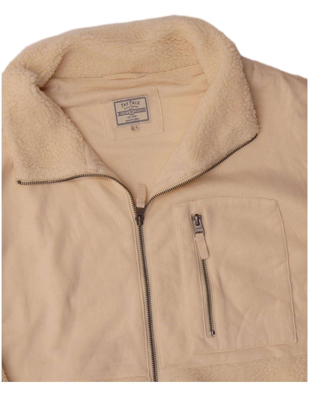 Revestimento Reino Unido 18 XL do velo das mulheres gordas da cara fora do poliéster branco