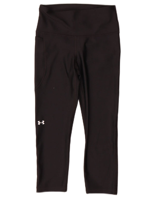 Under Armour Womens Heat Gear Capri Leggings UK 8 Pequeno Poliéster Preto
