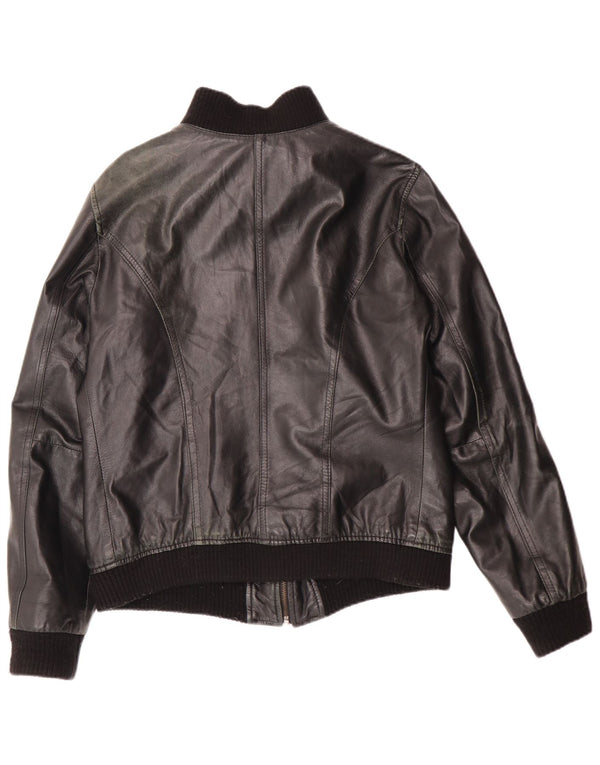 Jaqueta de couro feminina Talenti UK 14 grande preta