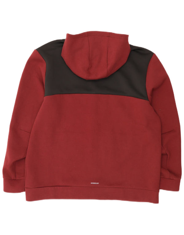Adidas masculino Aeroready Zip moletom com capuz 2XL Borgonha Colourblock algodão