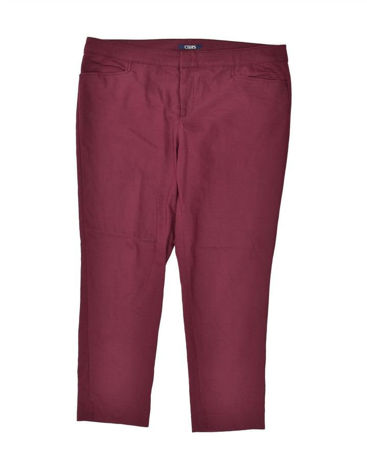 CHAPS Womens Slim Casual Trousers US 18 2XL W40 L29 Burgundy Cotton | Vintage Chaps | Thrift | Second-Hand Chaps | Used Clothing | Messina Hembry 