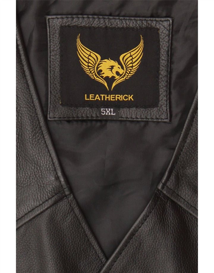 Colete de couro masculino VINTAGE UK 50 5XL couro preto