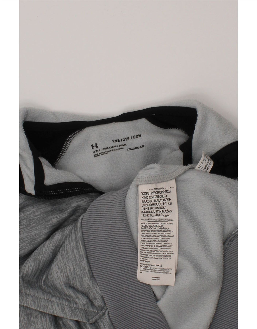 UNDER ARMOUR Meninos Cold Gear moletom com capuz 6-7 anos XS cinza bloco colorido