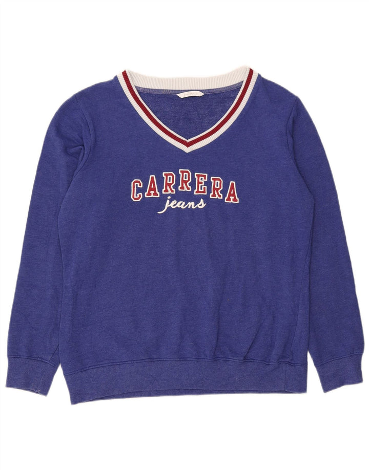 Suéter gráfico feminino CARRERA UK 18 XL algodão azul