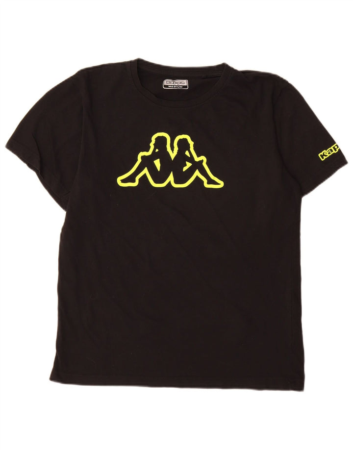 Camiseta gráfica masculina Kappa Top médio algodão preto