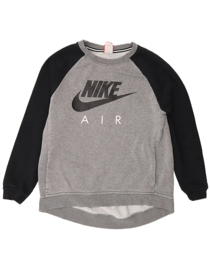 Nike Womens Air Graphic Moletom Jumper UK 14 Medium Grey Colourblock